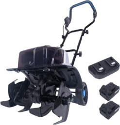40V Cordless Garden Tiller – 16 Steel Tines, 8.6” Wide, Battery Powered Cultivator with 2×4Ah Batteries & Charger