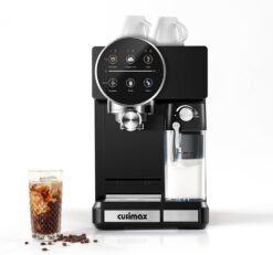 CUSIMAX Espresso Coffee Maker with Milk Frother – One-Touch Cappuccino, Latte & Manual Mode + Cleaning Function
