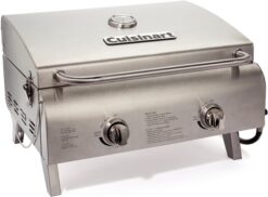 Cuisinart Portable Gas Grill – Dual Burners, 20,000 BTU, Tabletop BBQ!
