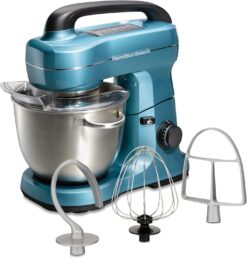 Hamilton Beach Electric Stand Mixer – Powerful 4-Quart Kitchen Mixer with 7 Speeds & Essential Baking Attachments
