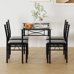 Izen 4-Person Dining Set – Modern Table with Four-Leg Design