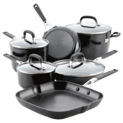 10-Piece Hard Anodized Nonstick Cookware Set – Durable & Stylish in Onyx Black