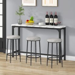 Kyrie Modern Counter Height Dining Set – Kitchen Table with 3 Bar Stools
