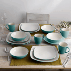 Colorwave 16-Piece Square Dinnerware Set – Stylish & Durable Dish Set for 4, Perfect for Any Occasion