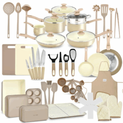 54-Piece Marble Nonstick Cookware & Bakeware Set – All-in-One Home Kitchen Collection with Pots, Pans & Heat-Resistant Tools
