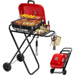 Portable Outdoor Charcoal Grill – Compact BBQ with Secure Lid for Camping & Picnics