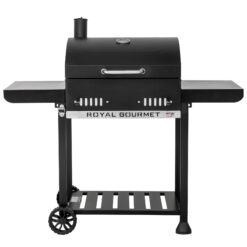 Royal Gourmet 24-Inch Charcoal BBQ Grill – Black Outdoor Grill with 2 Foldable Side Shelves