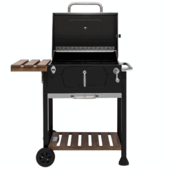 Royal Gourmet 24'' Charcoal Grill – Portable BBQ Smoker with Handle & Folding Table in Black