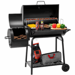 Royal Gourmet 30'' Barrel Charcoal Grill – Versatile Smoker & Front Table for Ultimate BBQ
