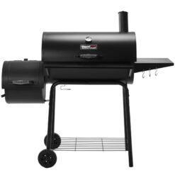 Royal Gourmet 30" Barrel Charcoal Grill with Smoker and Side Table – Outdoor BBQ Grill with Spacious Cooking Area & Storage Shelf