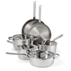 Tramontina 10-Piece Stainless Steel Cookware Set – Tri-Ply Base, Induction-Ready, Oven & Dishwasher Safe with Glass Lids