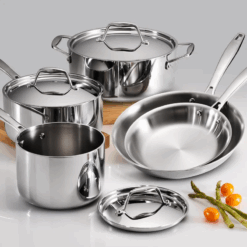Tri-Ply Clad Stainless Steel 8-Piece Cookware Set – Induction-Ready, Dishwasher-Safe, NSF-Certified Kitchen Essentials