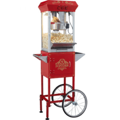 850W Commercial Popcorn Machine – 8 Oz Kettle, Mobile Popper with Steel Frame, Tempered Glass & 3-Switch Control